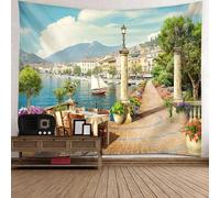 Tolldek Tapiz de pared de ciudad de Venecia Bogenitecture, paisaje natural tapiz tapiz tapiz de pared de poliéster decoración de pared para mantel dormitorio decoración, colorido, 150 x 130 cm