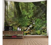 Tolldek Tapiz de pared paisaje natural 350 x 256 cm, árbol río verde blanco tapiz tapiz para colgar en la pared decoración del hogar para mantel sala de estar dormitorio decoración