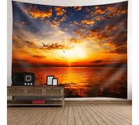 Tolldek Tapiz naranja 150 x 130 cm, paisaje natural tapices de la puesta del sol mar Tapiz para colgar en la pared con arte naturaleza decoración del hogar