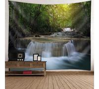 Tolldek Tapiz paisaje naturaleza 240 x 220 cm, árbol río pared papel pintado verde marrón blanco tapiz tapiz decoración del hogar para mantel decoración del dormitorio
