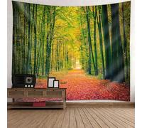 Tolldek Tapiz Verde Fucsia 200 x 200 cm, Paisaje Natural, Tapices Árboles Caminos Hojas Paño de Pared Tapices para Mantel, Salón Dormitorio Decoración