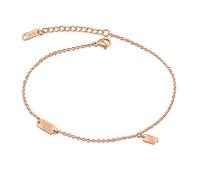 Tolldek Tobillera boho de oro rosa 750 para mujer, con texto en inglés "I Love You Good Luck Dog Tag Freundschaft", 18 K, oro de 18 quilates, joyas de oro auténtico, 20-30 cm, Oro rosa de 18 quilates