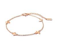 Tolldek Tobillera boho para mujer, oro rosa de 18 quilates, mariposas, pie joyas para mujer, joyería para el pie descalzo, 18 K, oro rosa, joya auténtica, 20-30 cm, Oro rosa de 18 quilates, Sin