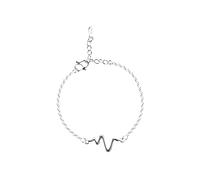 Tolldek Tobillera de oro blanco Au750 de 18 quilates para mujer, estilo bohemio, frecuencia de latidos del corazón, tobillera boho para mujer, oro 750, joyas de oro auténtico, 21 + 5 cm, Oro blanco de