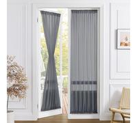 Tollpiz Cortina transparente para puerta de armario, cortinas texturizadas de lino traslúcidas para puerta de puerta, gasa que filtra la luz, puerta de cristal, cortina con bolsillo para barra, puerta