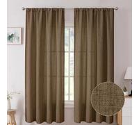 Tollpiz Cortinas cortas de lino para sala de estar, con bolsillo para barra, cortinas semitransparentes de arpillera para filtrar la luz, cortinas de lino grueso para dormitorio, 54 x 54 pulgadas de