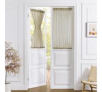 Tollpiz Cortinas cortas traslúcidas para puerta de armario, cortinas texturizadas de lino traslúcidas para puerta de puerta de patio, cortina de gasa con bolsillo para cortinero, 137 x 101 cm de largo