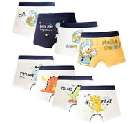 Tolmaiertu Calzoncillos Bóxer de Algodón para Niño con Estampado de Dinosaurios, Ropa Interior Bóxer para Niños, Pack de 8, 3-13 Años