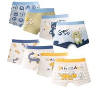 Tolmaiertu Calzoncillos Bóxer de Algodón para Niño con Estampado de Dinosaurios, Ropa Interior Bóxer para Niños, Pack de 8, 3-13 Años