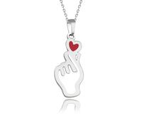 TOLOWOBK Kpop Collar de mujer collar plateado dedo corazón gesto cadena colgante de acero inoxidable Kpop Merch K pop regalo para concierto, Navidad, cumpleaños, regalos para hija, nieta, Acero