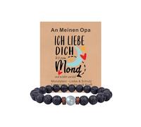 TOLOWOBK Pulsera de piedra lunar para hombre, con texto en alemán "Ich liebe Dich Geschenke für Männer Perlenarmband Herren Jubilä" Weihnachten Geburtstag Geschenk für Mann Papa Sohn Nikel Bruder, 19