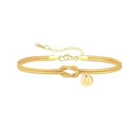 TOLOWOBK - Pulsera para mujer, oro con letras A a Z, chapada en oro de 18 K, pulsera de acero inoxidable, cadena inicial, pulseras personalizadas, regalos de Navidad cumpleaños para mamá hija hermana