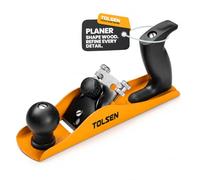 Tolsen 42000 | Plano de bloque | Cepilladora de madera | Herramienta de carpintería de precisión para madera blanda y dura - Hoja de acero al carbono ajustable | 235 x 44 mm