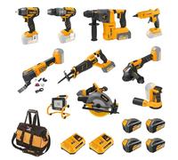 Tolsen - Juego de 11 Máquinas Electroherramientas Serie MP20 Brushless + 4 Baterías 4Ah + 2 Cargadores 4Ah