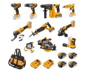 Tolsen - Juego de 11 Máquinas Electroherramientas Serie MP20 Brushless + 4 Baterías 4Ah + 2 Cargadores 4Ah