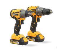 Tolsen Kit de taladro combinado y atornillador de impacto sin escobillas sin escobillas 20 V 2.0 Ah 2 batería y cargador 1 hora de carga rápida Bolsa de tela