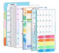 TOLUON Kit de recambio de planificador de presupuesto A6, 82 hojas 2024, colorido planificador mensual semanal, calendario de 6 agujeros, planificador financiero de gastos, presupuesto de hojas
