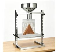 Tolva de alimentación de acero inoxidable, soporte doble, altura ajustable para polvo líquido granulado, apertura inferior de 1,2 a 7 cm
