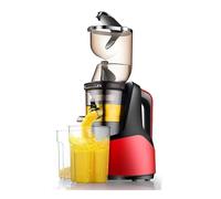 Tolva de alimentación Grande, Alto Rendimiento de Jugo, exprimidor de cítricos versátil con función inversa - Motor eficiente y silencioso, fácil de Limpiar (Rojo)