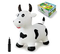 Tolva de caballo hinchable, caballo de salto inflable, tolva espacial inflable con bomba de mano, paseo en goma que rebota juguetes para niños (blanco)