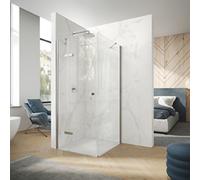 Tolva de diseño puro de 4 esquinas con puerta batiente, segmento fijo y herraje, fijación a la izquierda, instalación sobre suelo embaldosado, anchura:75cm, altura:200cm, 8P9011123373, Cabinas de duch