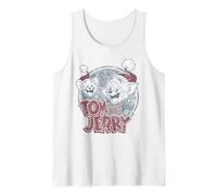 Tom and Jerry Christmas Santa Hats Retro Camiseta sin Mangas