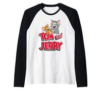 Tom and Jerry Leaning with Logo Camiseta Manga Raglan