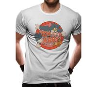 Tom and Jerry - T-Shirt (Unisex-M)Retro Logo (White)