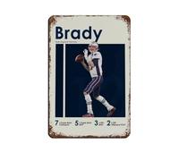 Tom Brady - Póster retro de fútbol americano, letrero de metal de estaño, arte elegante, retro, pintura de hierro, bar, cueva de personas, cafetería, familia, garaje, póster decorativo de pared, 20 x