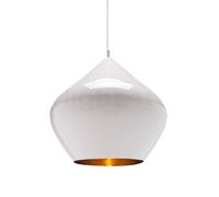 Tom Dixon Beat Stout, lámpara de suspensión LED, blanco/latón