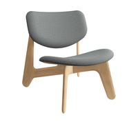 Tom Dixon Sillón lounge Slab con asiento tapizado Roble natural cepillado-Hallingdal 0130 gris medio