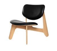 Tom Dixon Sillón lounge Slab con asiento tapizado Roble natural-cuero negro