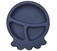 TOM ET ZOE, PU0035, Assiette en Silicone ludique pour Enfants, 3 Compartiments Pratiques, Facile à Nettoyer, Sans BPA, idéale pour Les Repas, légère et Durable, 25 cm, Bleu, Couleur Assorties