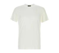 Tom Ford - Camiseta de Algodón Lyocell con Cuello Redondo - Tops - Hombre - Blanco - S -