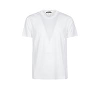 Tom Ford - Camiseta de Cuello Redondo de Algodón y Lyocell - Tops - Hombre - Blanco - L -