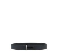 Tom Ford - Cinturón Fino T Reversible de Piel Graneada - Accessories - Hombre - Negro - 110 CM -