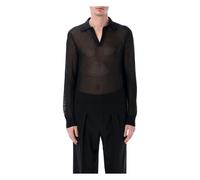 Tom Ford - Jersey de Punto con Cuello en V de Malla de Algodón y Seda - Knitwear - Hombre - Negro - M -