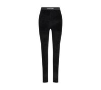 Tom Ford - Leggings Brillantes de Terciopelo con Detalle de Monograma - Trousers - Mujer - Negro - S -