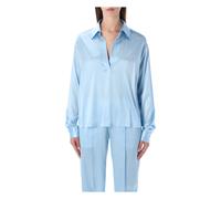 Tom Ford - Polo de Satén de Seda Elástico - Blouses & Shirts - Mujer - Azul - S -