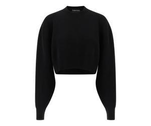 Tom Ford - Sudadera Escultural de Lana y Cachemira Double Face - Knitwear - Mujer - Negro - S -