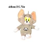 (Tom gris, 40 cm/15,75 pulgadas) Suéter de peluche de Tom y Jerry con dibujos animados, muñeco de almohada suave
