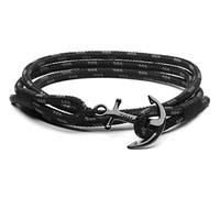Tom Hope TM0131: pulsera triple con diseño de ancla, color negro, talla S