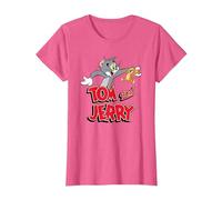 Tom & Jerry Happy Together Camiseta, Mujer, Rosa Jaspeado, S