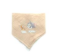 TOM & JERRY Looney Tunes - Babero Bandana 43 x 19 cm - Algodón 100% Suave y Transpirable - Desprensores Botones Presión Ajustables - Nacimiento Niña Niño Bebé - Producto Oficial Warner Bros