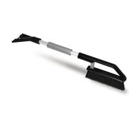 ToM PaR Cepillo y Rascador de Hielo | 2 en 1 | Robusto Mango de Aluminio | Ergonómico, Agarre Suave | Escoba-rasqueta de Limpieza para Coche de Nieve | Longitud: 70 cm | Gris