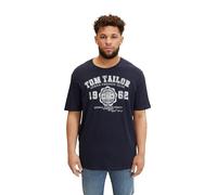TOM TAILOR 1015876 Camiseta con logotipo impreso para Hombre, Azul (10690 - Knitted Navy), 4XL Große Größen