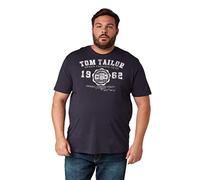 TOM TAILOR 1015876 Camiseta con logotipo impreso para Hombre, Azul (10690 - Knitted Navy), 5XL Große Größen