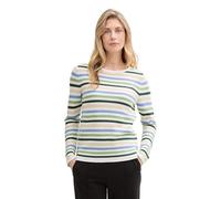 TOM TAILOR 1016350 Suéter, 37149 True Green Blue Knit Strip, S para Mujer