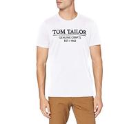 TOM TAILOR 1021229 Camiseta con logotipo de algodón orgánico para Hombre, Blanco (20000 - White), XXL