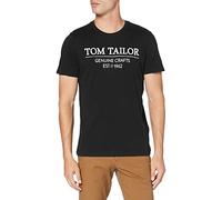 TOM TAILOR 1021229 Camiseta con logotipo de algodón orgánico para Hombre, Negro (29999 - Black), XXL